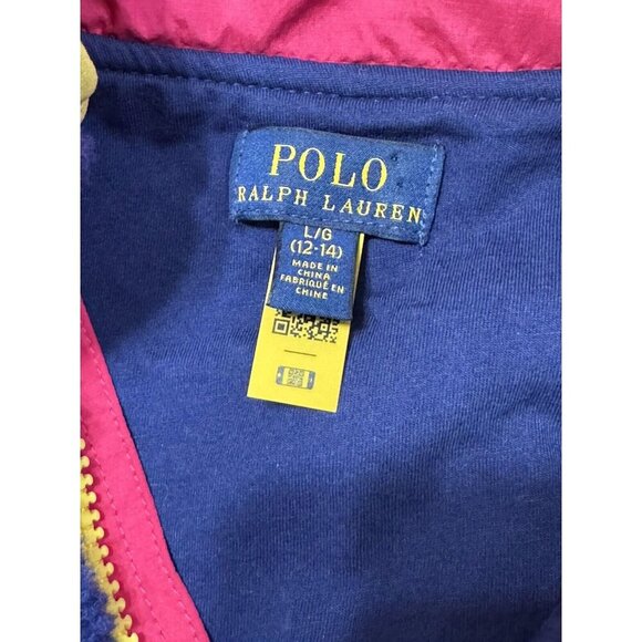 Polo Ralph Lauren High Pile Fluffy Fleece Pullover Zip Girls Large 12-14 Pony - Picture 2 of 9